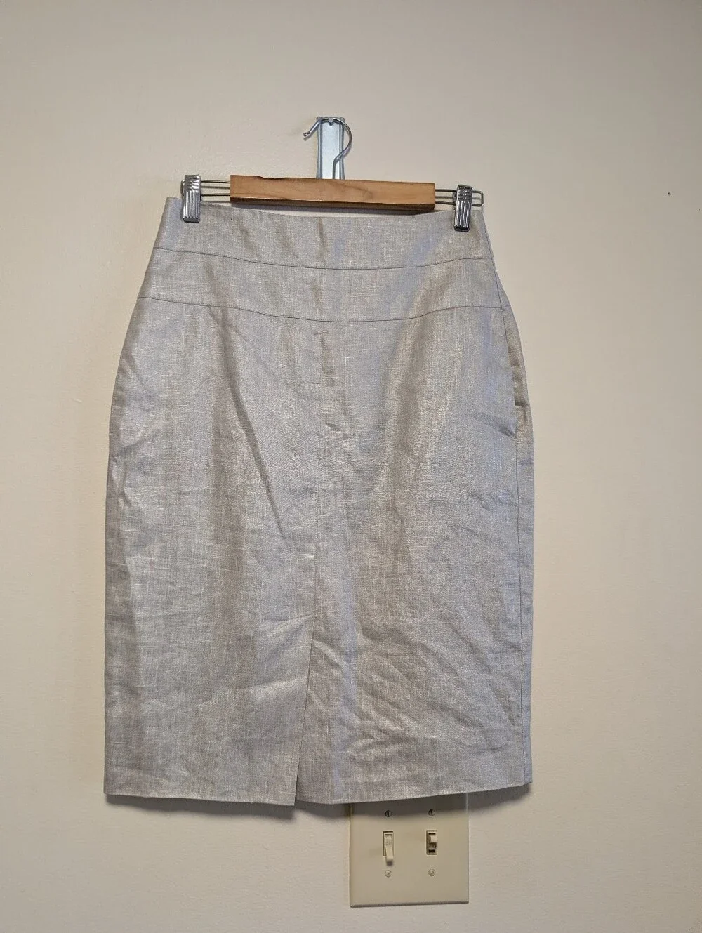 Robert Rodriguez 100% Linen Pencil Skirt Size 4 Neutral Beige With Shimmer